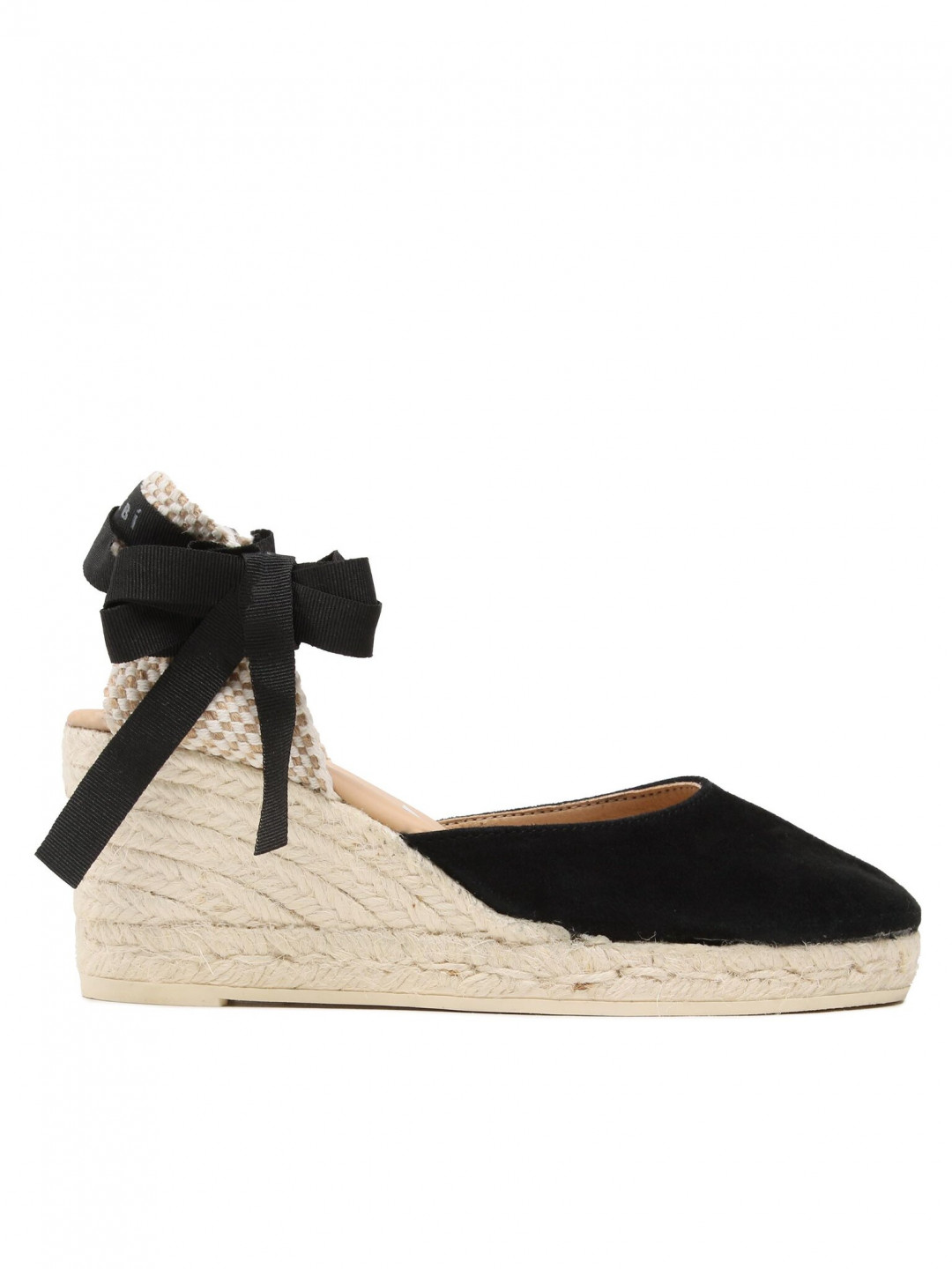 Manebi Espadrilky Soft Suede Low Wedge Espadrilles K 1 0 WL Černá
